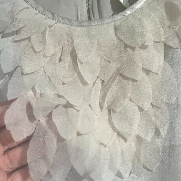 ADIVA Satin Feel Sleeveless Top / Shell Ruffle 3D Floral Appliqué Accent Ivory - Picture 4 of 11